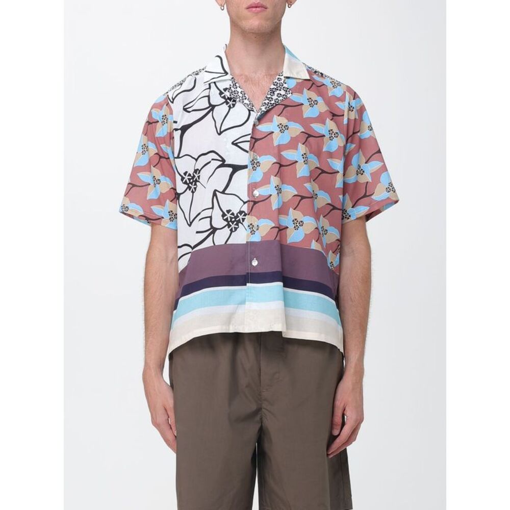 Floral Cotton Bowling Shirt Nom With Short Sleeves And Rever Collar